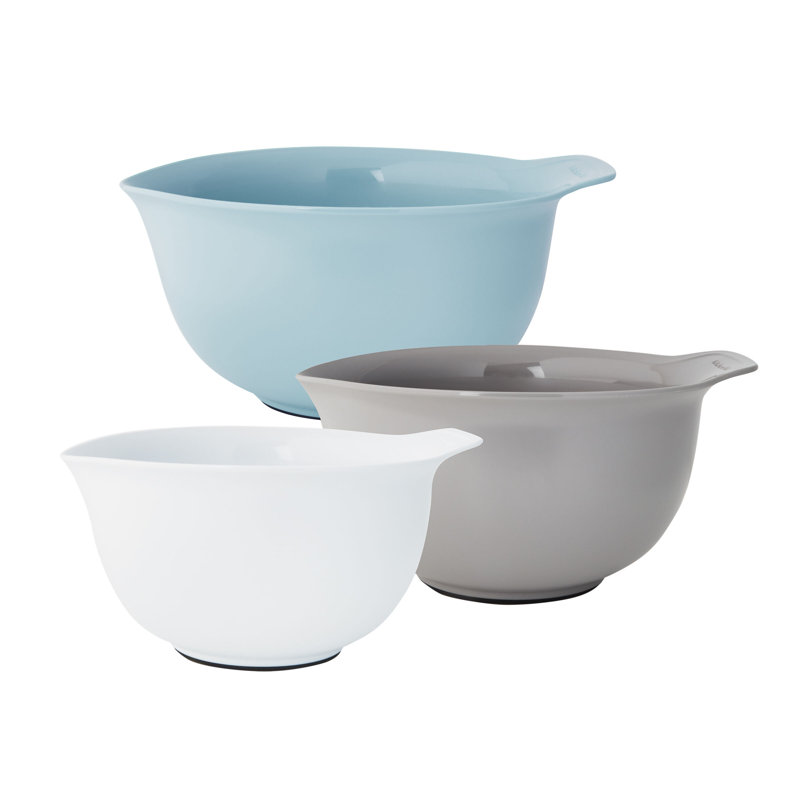 Ensemble de 3 bols à mélanger en silicone Kitchenaid Universal, bleu ciel / blanc / gris, Mint/Grey/White