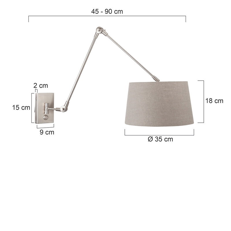 Sakamoto Steel Plug-in Swing Arm Sconce, Beige, 38" H x 35" W x 90" D