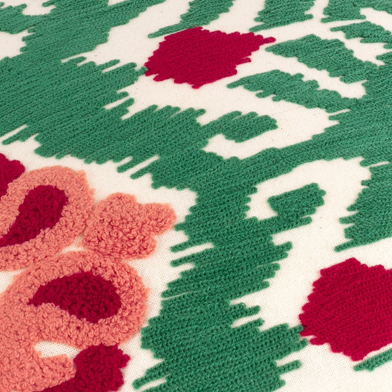 Henderson Ikat Square Cushion, Pink/Green Ikat 