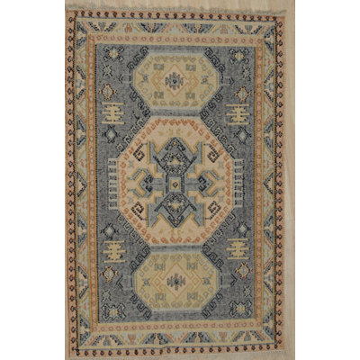 Craigatempin Blue Hand Knotted Wool Area Rug