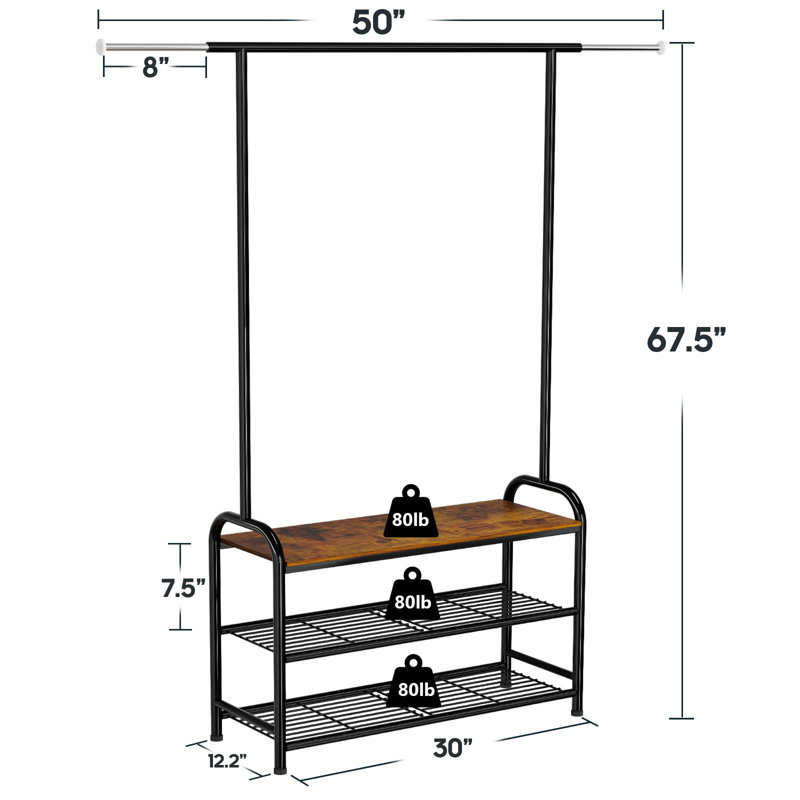 Portemanteau extensible avec portemanteaux et porte-chaussures