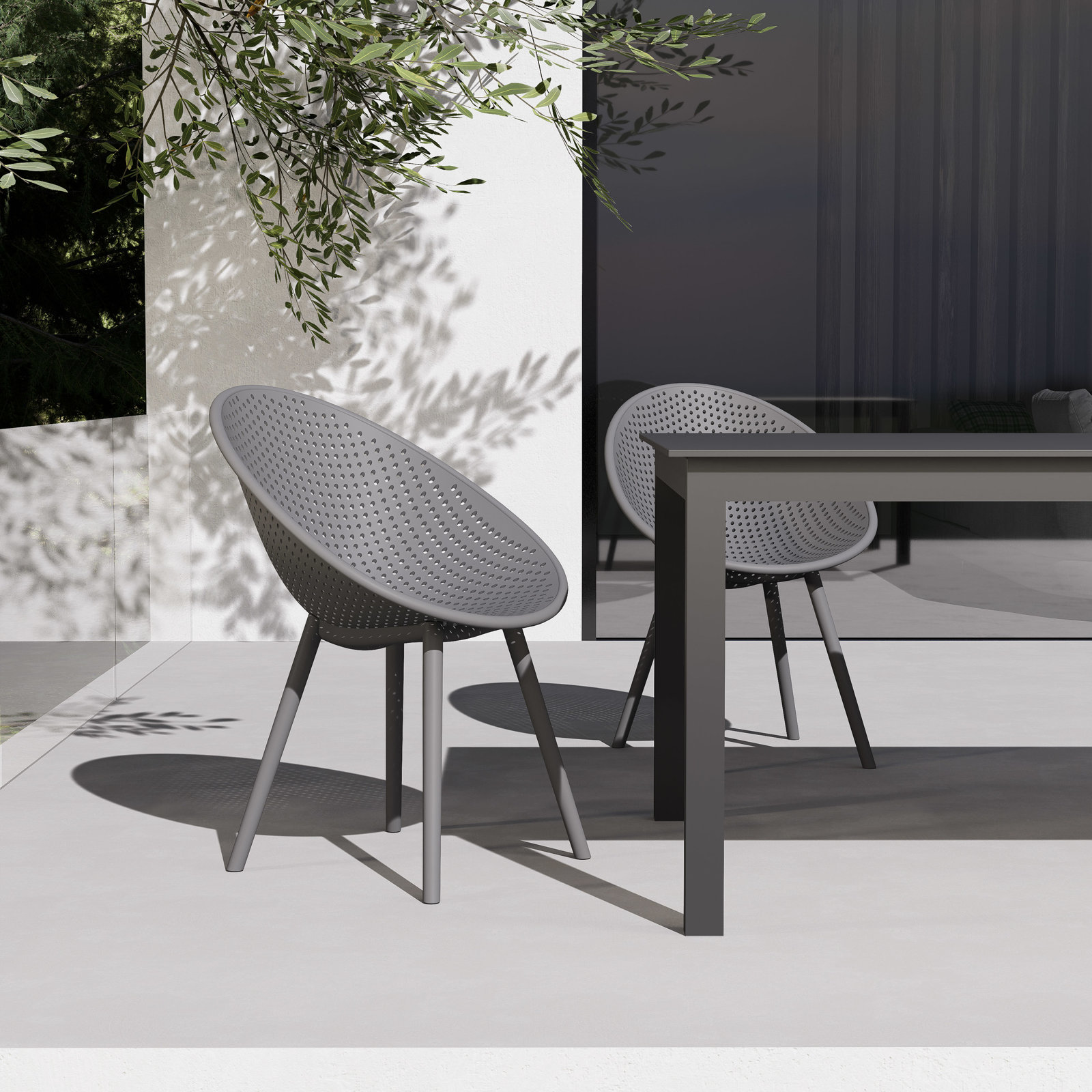 Norna Patio Side Chair, Gray