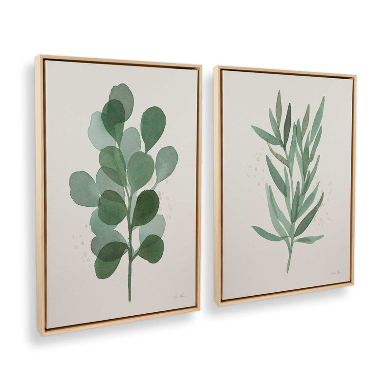 Ensemble d'impressions Green Leaf, Cadre américain en érable flottant, H 31 po x l 42 po