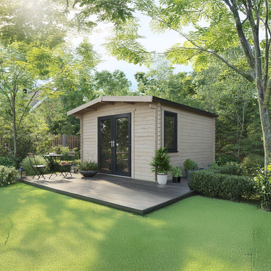 Powersheds 14 x 12ft Chalet Log Cabin - Anthracite Grey - Rubber/Aluminium Roof - Image 3