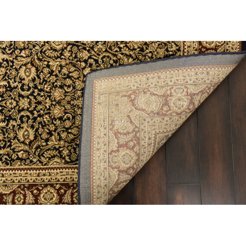 Tapis bleu marine/brun persane Atterbury, Rectangle 6 pi 7 po x 9 pi 6 po