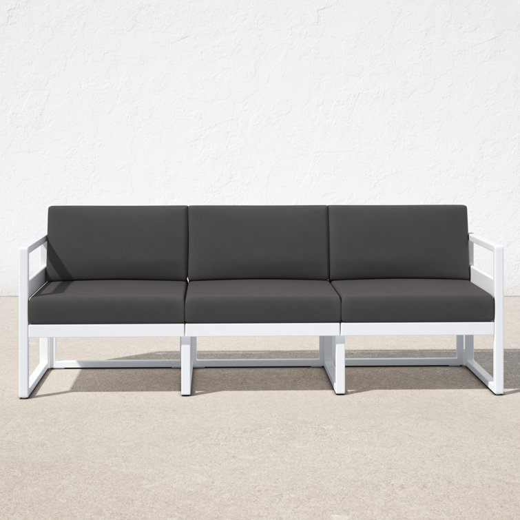 Larry  79" Wide Outdoor Patio Sofa with Sunbrella Cushions (white)(incomplete)