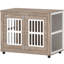 Mobilier de caisse pour chien de 39 pouces, table de bout avec 2 portes, tapis antidérapant réglable, chiens de taille moyenne à grande, brun noyer