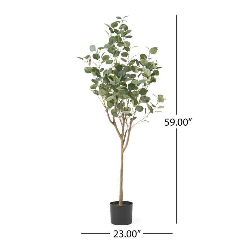 Aanya Faux Eucalyptus Tree in Pot, 59" H x 23" W x 23" D