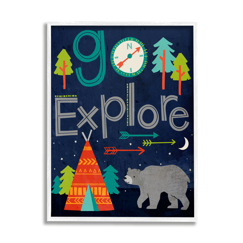 Yara «Go Explore Night Time Tee Pee with Bear», impression, H 20 po x l 16 po, Plaque murale