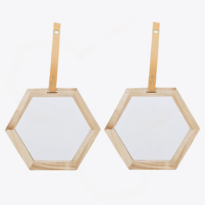 Hexagon Mirror, 2 Pieces Wall Accent, 11X10"
