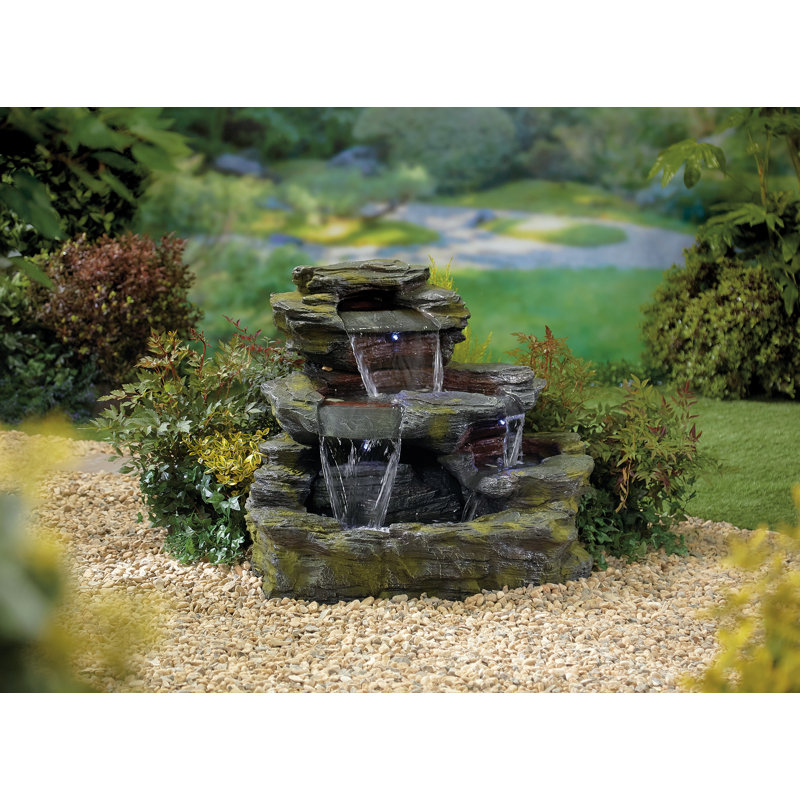 Verdone Easy Fountain Garda Falls Water Feature with Lights, Resin