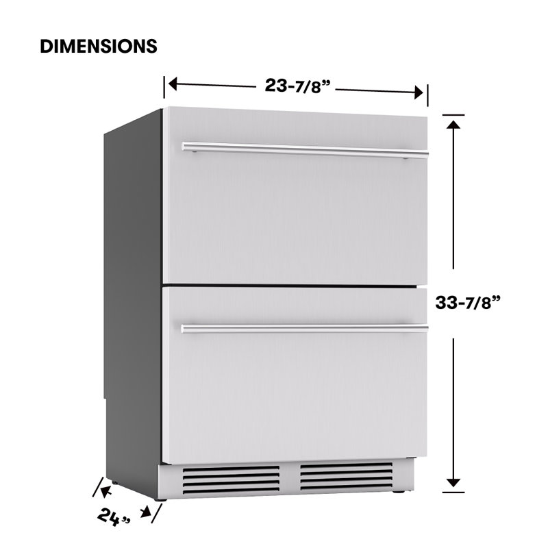 Zephyr Presrv 24" Stainless Steel Built-In Single Zone Refrigerator Drawers