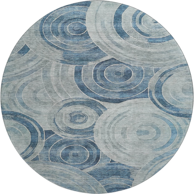 Premium Machine Washable Lubbers AMF1750 Geometric Rug, Round 8'