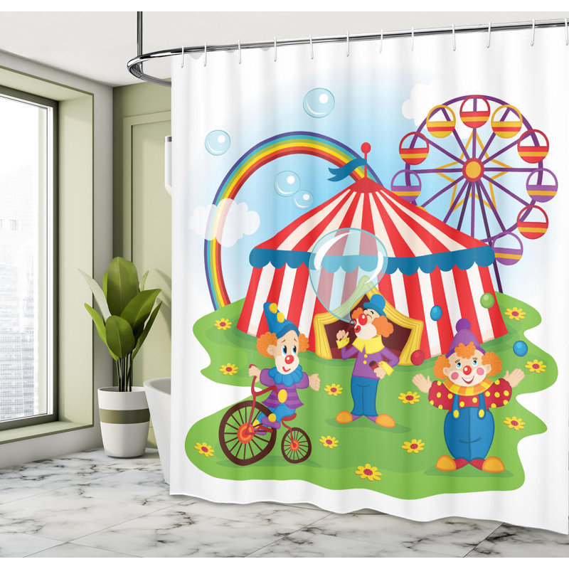 Circus Shower Curtain Set + Hooks, 70" H x 69" W