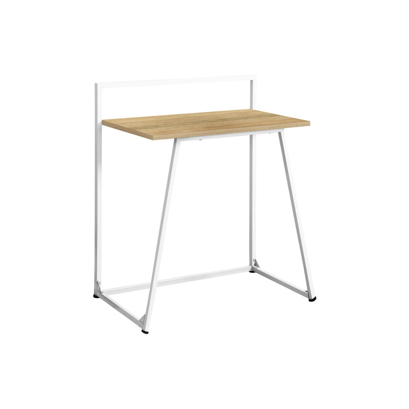 30" Laptop Desk With Natural Laminate Surface - Contemporary Style And Stable White Metal Frame Compact Home Office 30"l Top Legs For Efficient Workspace