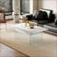Table basse moderne à plateau relevable en marbre blanc avec pieds en verre trempé, facile à nettoyer et amp; Rangement spacieux