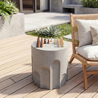 15.1"W x 15.1"D x 19.1"H Cylindrical Chessboard Side Table