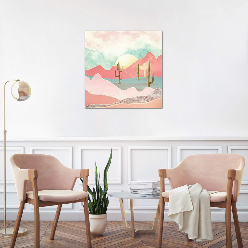 Désert de montagne - impression d'art graphique, H 26 po x l 26 po x P 1,5 po, Pas de tapis, Toile tendue
