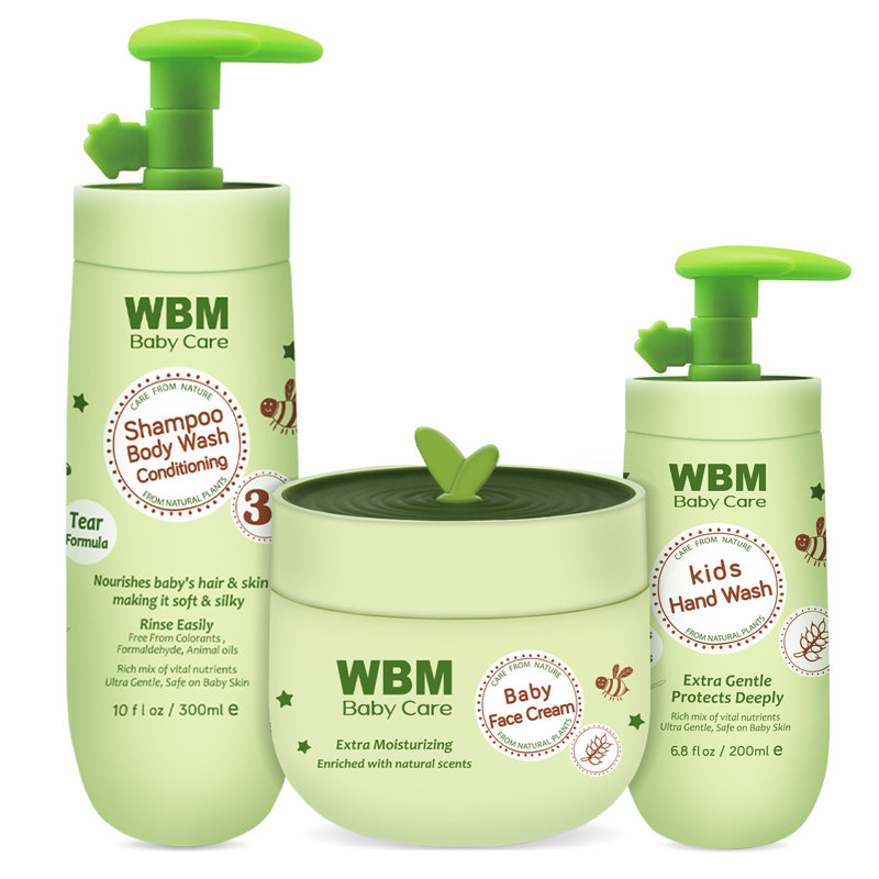 WBM Baby Care Gift Set, Includes 3-in-1 Shampoo & Body Wash, Face Moisturizer Cream, Hand Wash