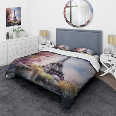 Beautiful Eiffel Tower In Paris V - Paris Duvet Cover Set - Microfiber Polyester