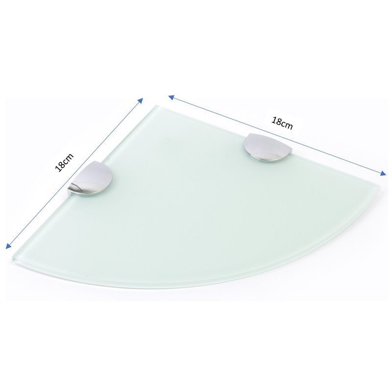 Fanney Triangle Glass Floating Shelf with Adjustable Shelves, White, 0.6cm H x 18cm W x 18cm D
