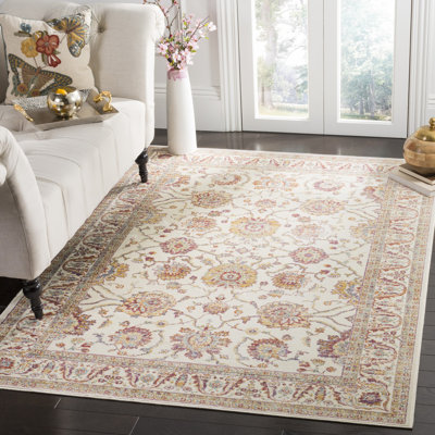 Enlow Sevilla Viscose Oriental Rug in White/Brown
