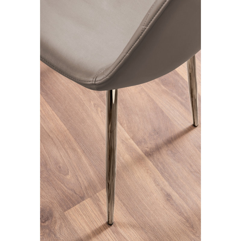 Ellis White Marble Effect Melamine Round Dining Table Set with 2 Luxury Faux Leather Dining Chairs, White, Cappuccino/Silver
