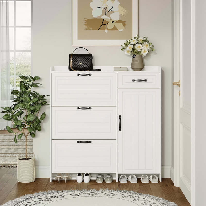 Range-chaussures avec 4 portes et 1 tiroir, grand espace de rangement