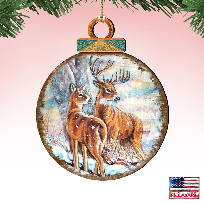 Tidaholm 5.5'' Wood Animals Ball Ornament