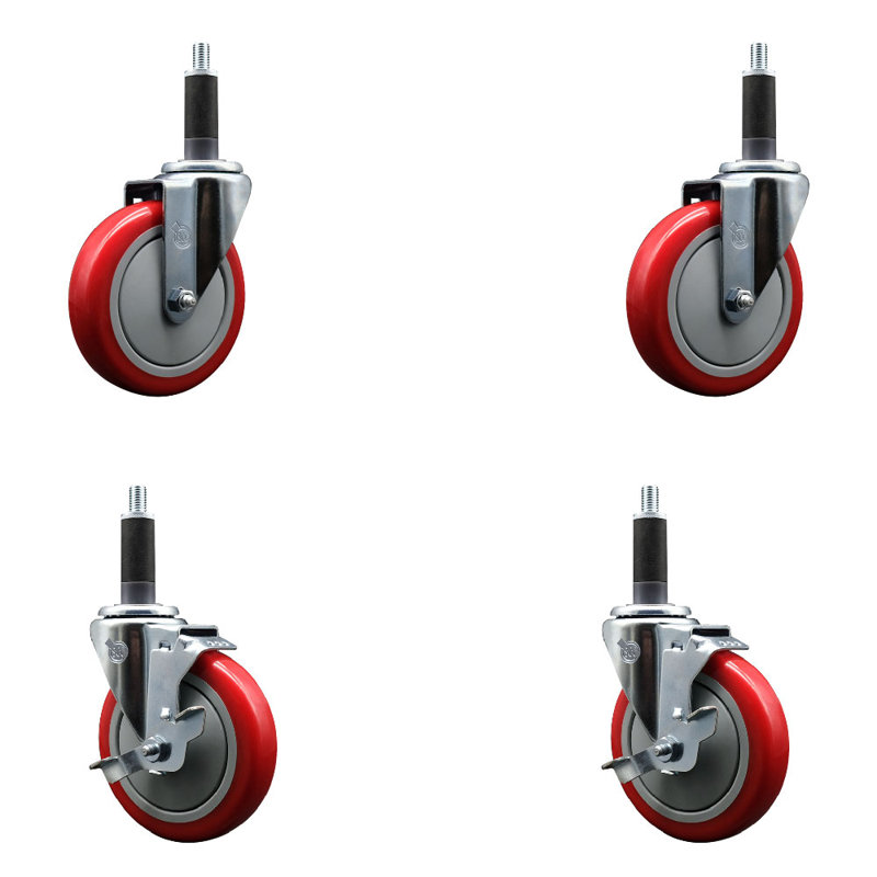 Ensemble de roulettes extensibles pivotantes en poly 1 roue 2 pouces SCC