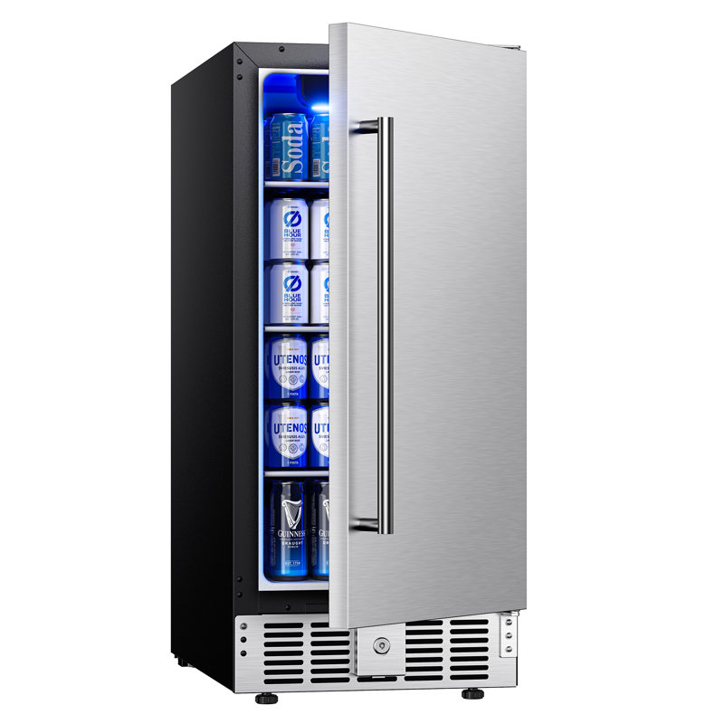 Réfrigérateur à boissons de 3,2 pi cu de 15 po l 130 po SimzLife - Refroidisseur autoportant / encastré / sous comptoir avec porte en acier inoxydable de qualité commerciale, pouvant contenir de la bière, du vin et des boissons