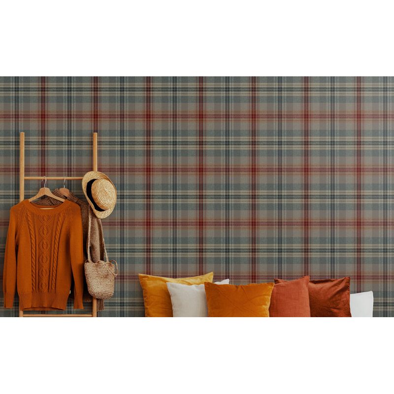 Fresco Highland Cosy Tartan Red/Green 10m x 52cm Matte Wallpaper Roll