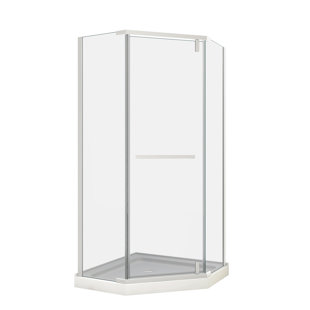 Pivot Shower Door In - 1/4" Tempered Glass 34.75 In. X 72 -Angle Fluid System Robust Leakage Capacity Enclosure Clear Design Fluent Mechanism Stable Feature