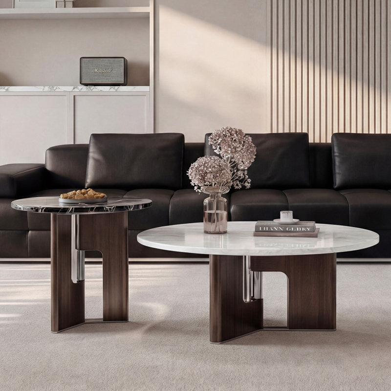 Table basse italienne en marbre, H 15,7 po x L 35,4 po x l 35,4 po