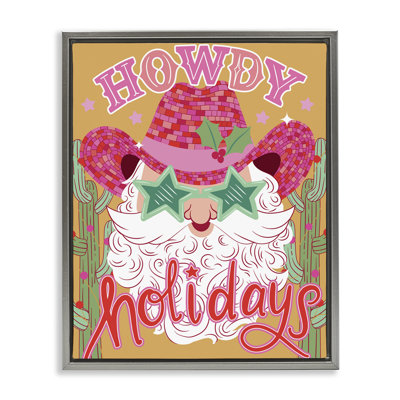 Howdy Holidays Cowboy Santa Framed Floater Canvas Wall Art, design by Arrolynn Weiderhold