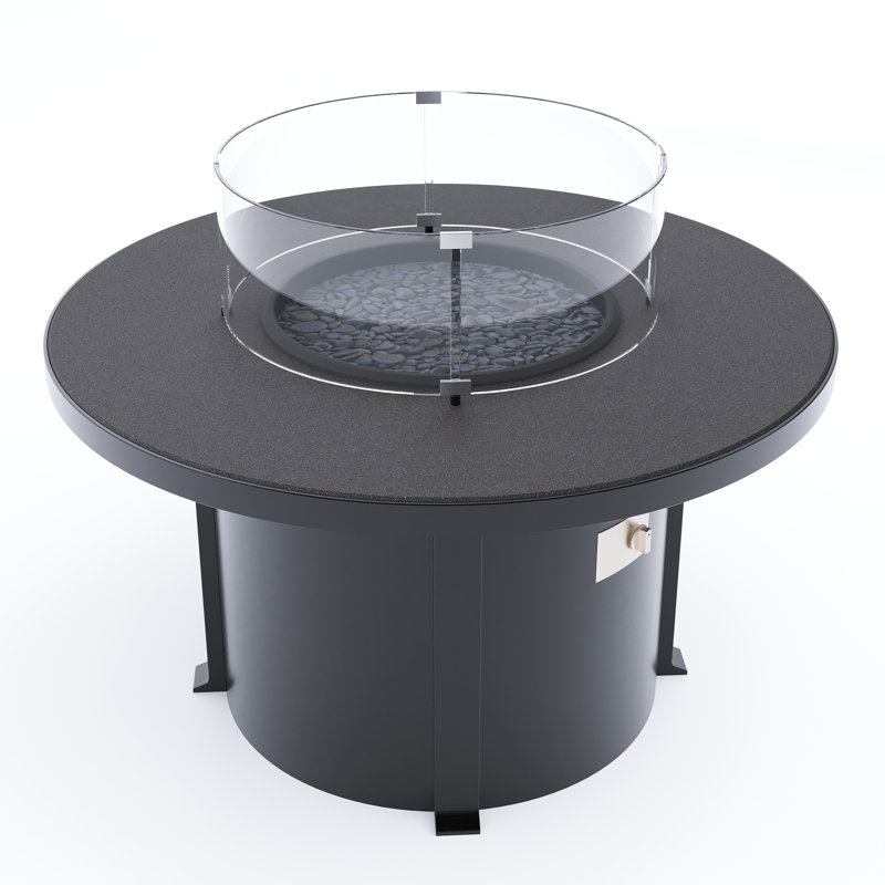 Round Cal Sil Aluminum Propane/Natural Gas Fire Pit Table, Dark Gray