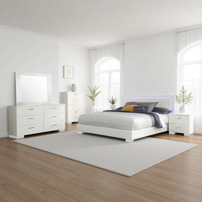 Sok 5 Piece Bedroom Set Faux Leather High Gloss