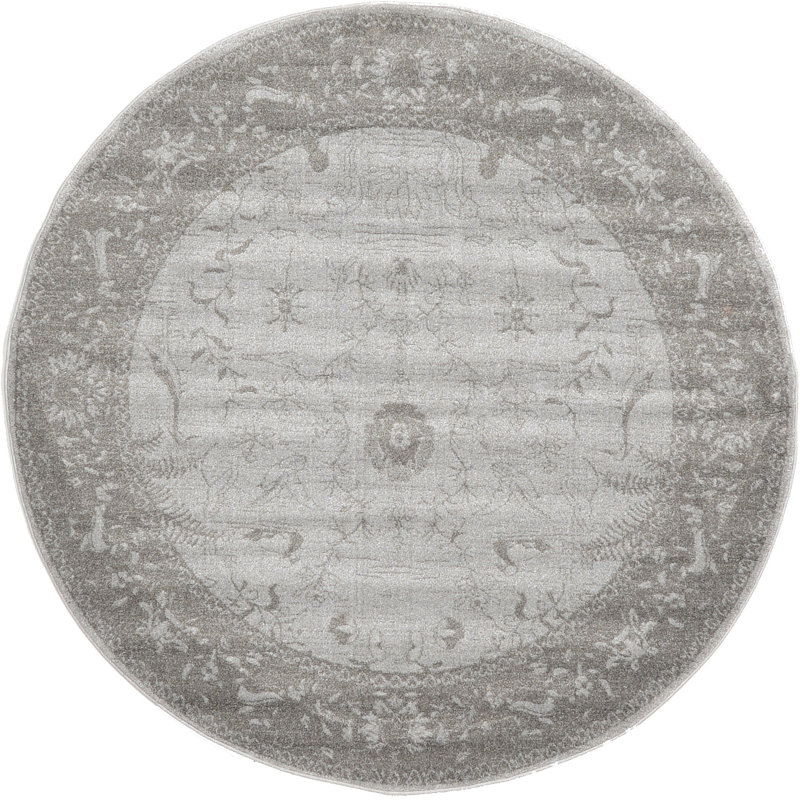 Tapis oriental gris clair Henretter, Rond 6 pi 1 po