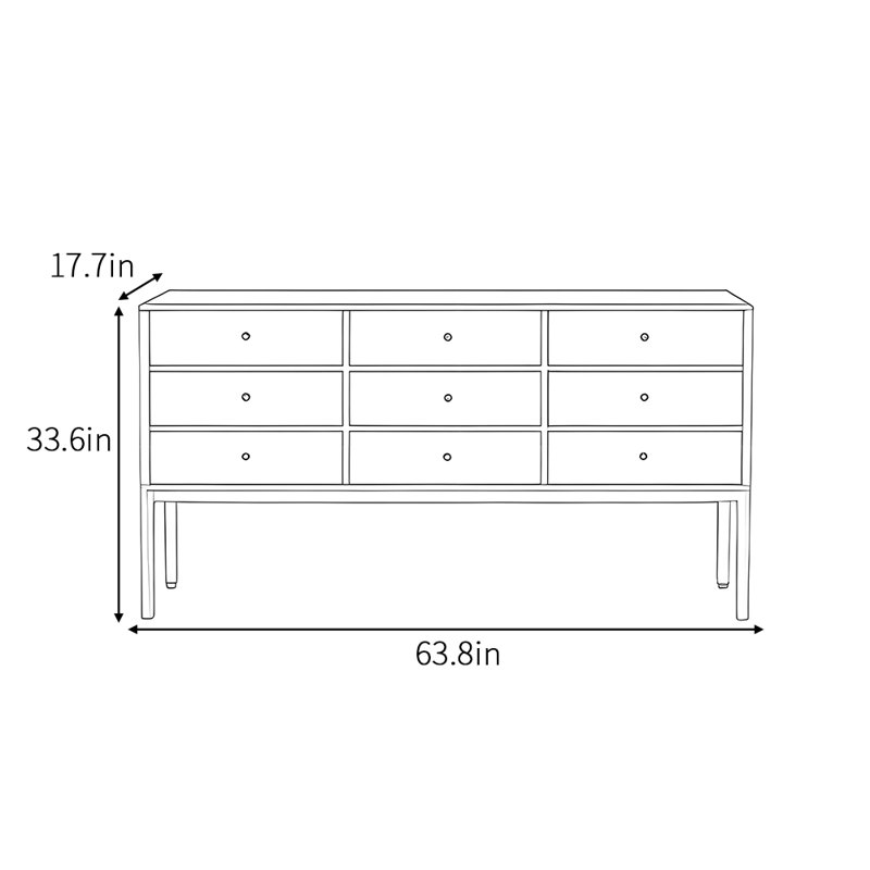 Buffet minimaliste de luxe rétro, Bleu marine / noyer