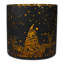 Porte-bougie en verre sans flamme 6 "cerfs et pins noir et or