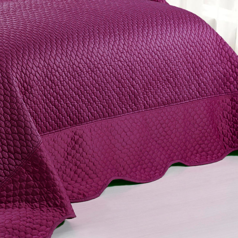 4 Piece Matte Satin Bedspread Set, Purple, Queen Comforter + 3 Additional Pieces