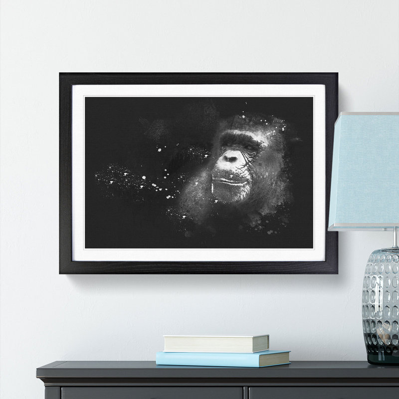 Ape Paint Splash - Framed Print, 24cm H x 33cm W x 2cm D, Black Framed