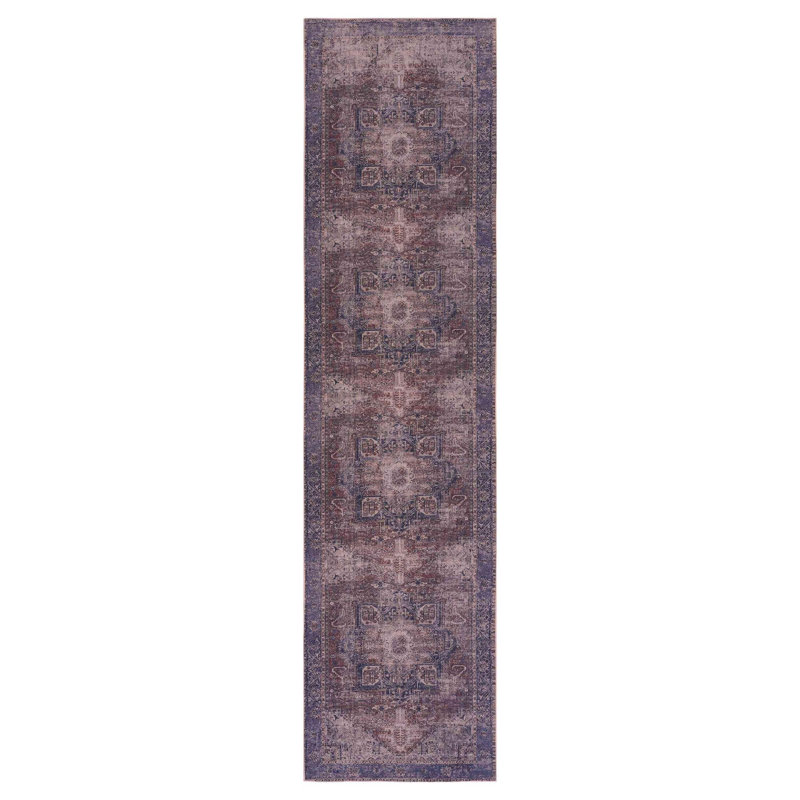 Burgundy Washable Area Rug, Runner 2'6" x 10'
