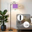 Lampe sur pied à arc avec abat-jour réglable mauve blanc à rayures verticales Lampe sur pied à 3 températures de couleur à intensité variable avec interrupteur au pied pour chambre à coucher