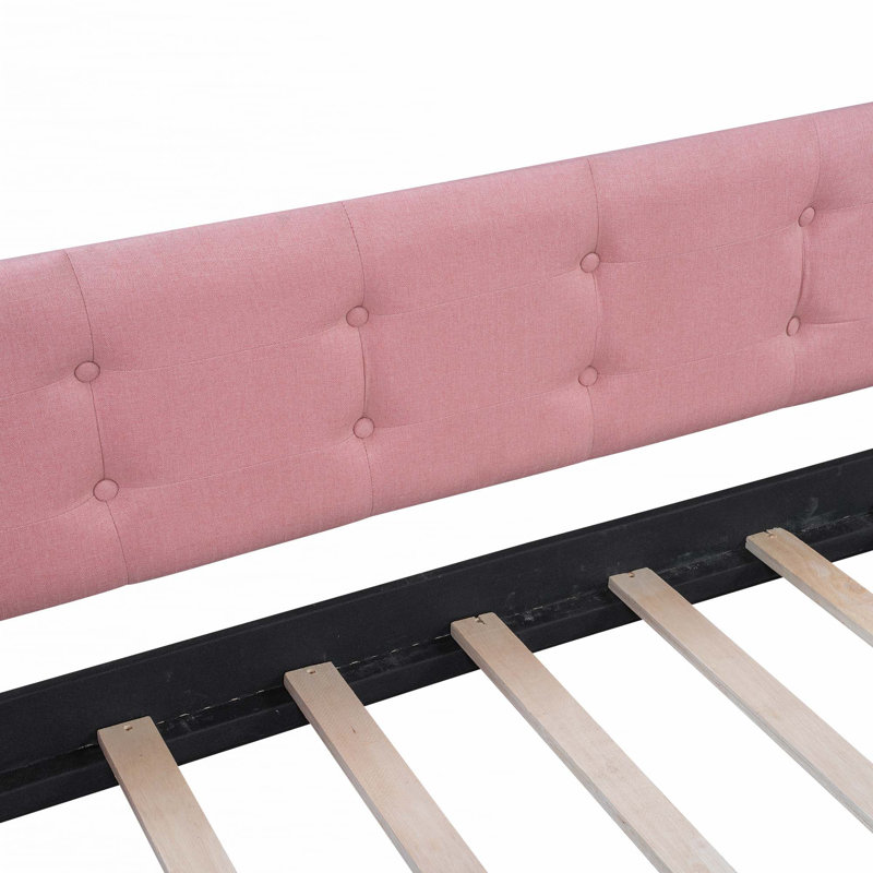 Lit de jour rembourré avec 4 pieds de soutien, Complet/Double, Rose