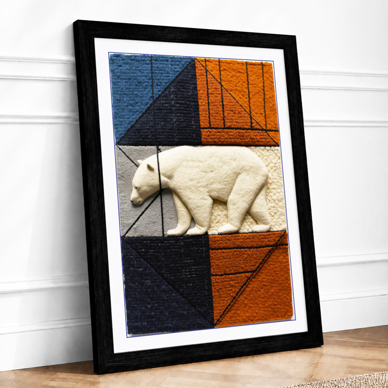 Polar Bear Geometry Eclectic - Framed Print, A2 - 59.4 x 42.0 cm, Black