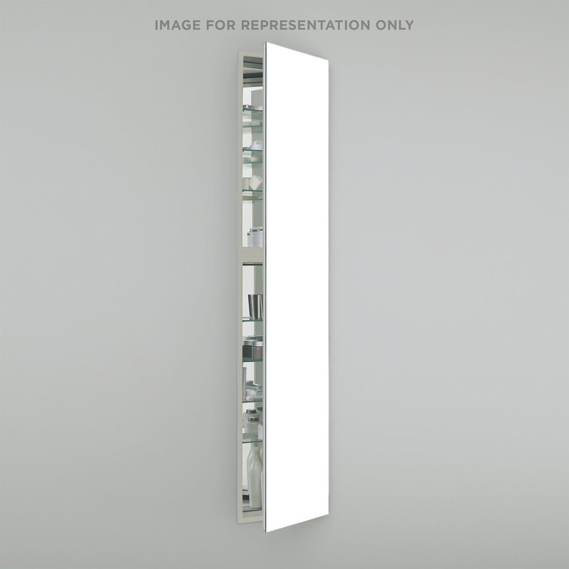 M Series Recessed Framed 1 Door Medicine Cabinet with 7 Adjustable Shelves and LED Lighting, Right, White, 70" x 19.25" x 8"
