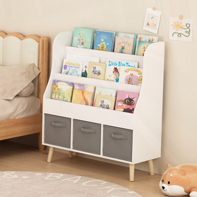 Bookshelf With 3 Fabric Storage Bins