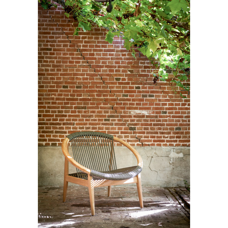 Frida Outdoor Lounge Chair, Green/Oak