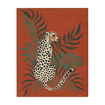 «Leopard & Palm Leaves», art mural sur toile par Yvette St. Amant